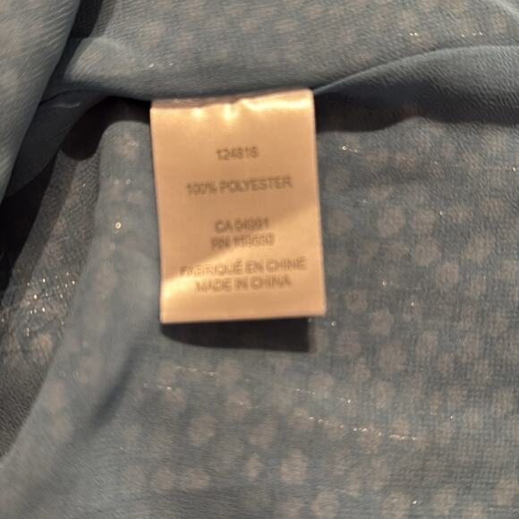 Eliane Rose Blue Floral Metallic Thread Ruffle Blouse NWT L Boho Cottagecore - Picture 7 of 8